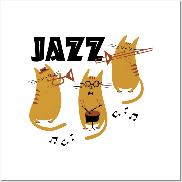 Cats Playing Jazz Music Wall Art by cinchwares